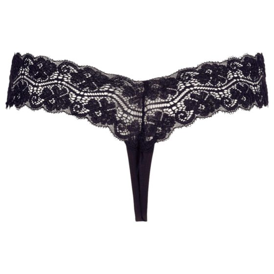Cottelli - double beaded lace thong (black) - XL
