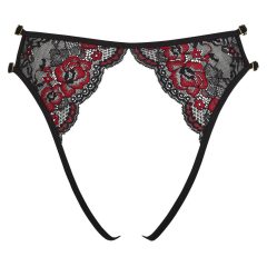   Cottelli - Rose, lace, open-front women's underwear (red and black) - S-L