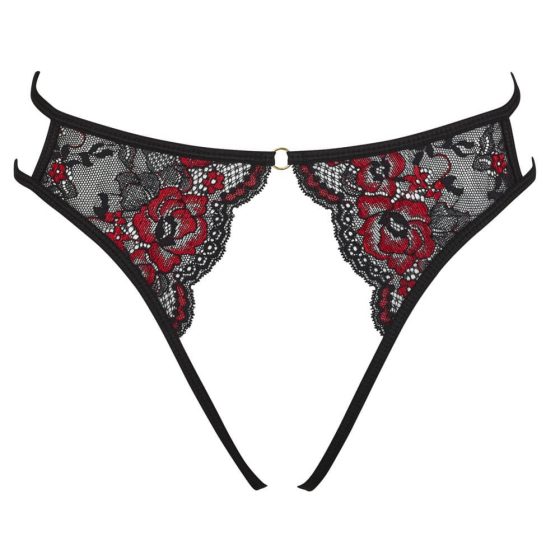 Cottelli - Rose, lace, open-front women's underwear (red and black) - S-L