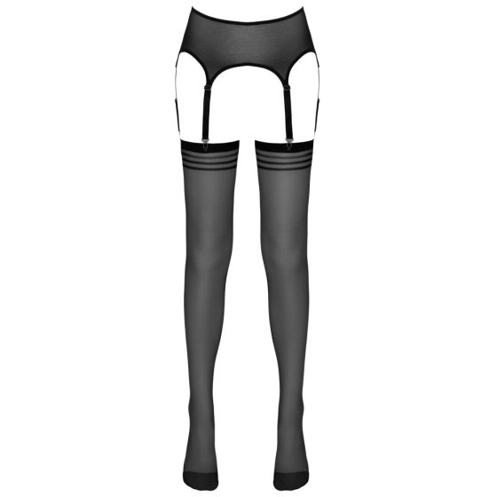 NO:XQSE - striped tights with suspenders (black)