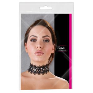 Cottelli - Beaded rhinestone lace collar (black)