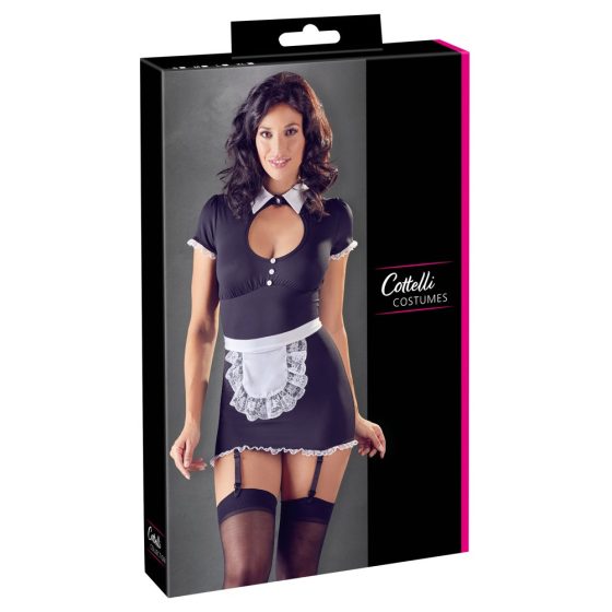 Cottelli - Maid dress with suspenders (black and white)