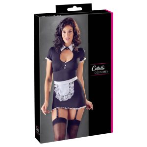 Cottelli - Maid dress with suspenders (black and white) - L