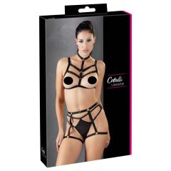   Cottelli - ornament body harness underwear trio - black (S-L)