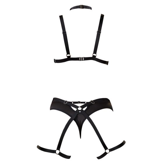 Cottelli - ornament body harness underwear trio - black (S-L)