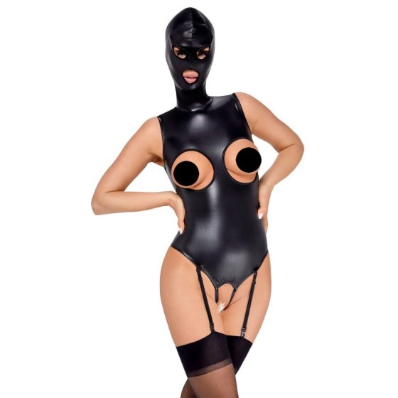 Bad Kitty - top and bottom open body with head mask (black)