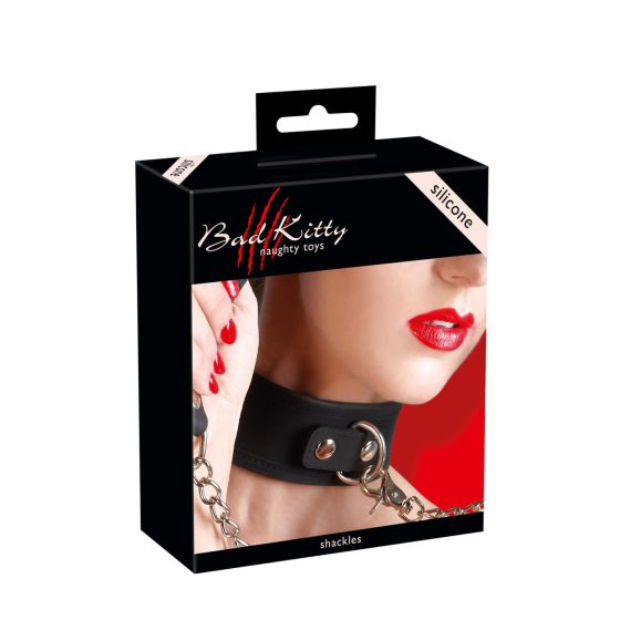 Bad Kitty - Silicone collar with leash (black)