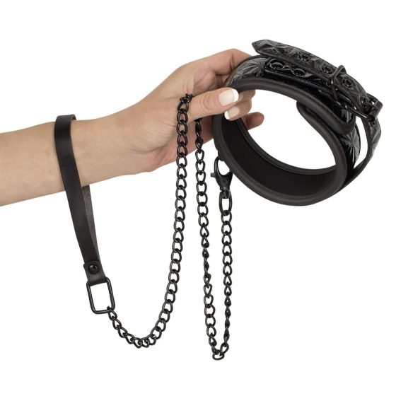 Bad Kitty - gemstone collar with leash (black)