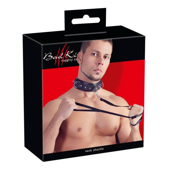 Bad Kitty - spiked studded collar with leash (black)