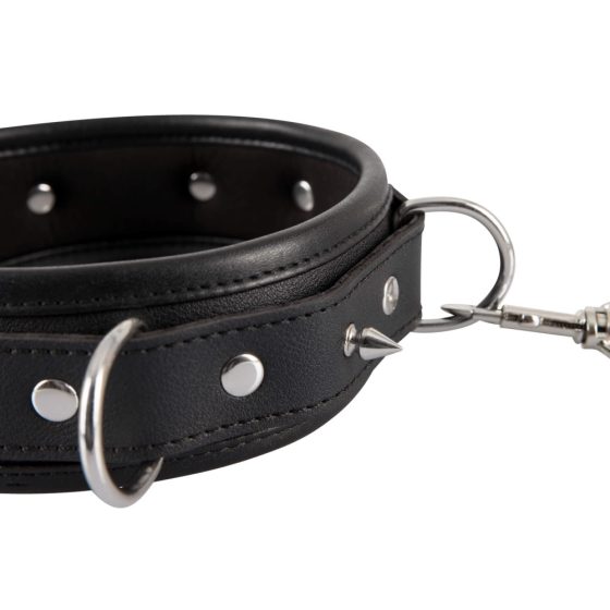 Bad Kitty - spiked studded collar with leash (black)