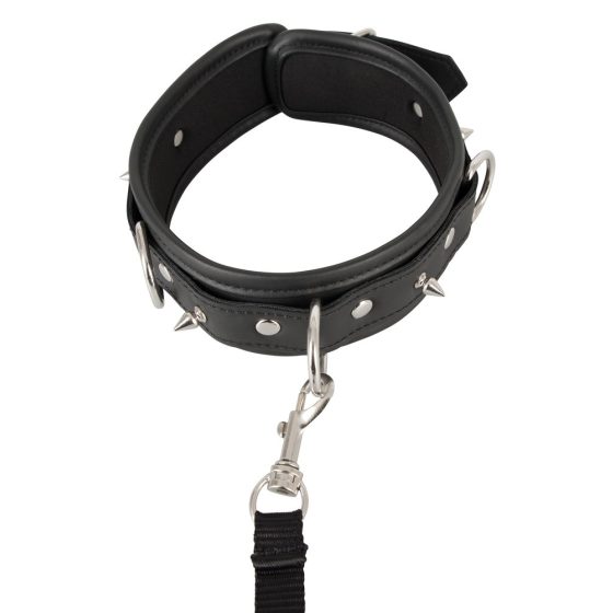 Vegan Fetish - studded collar with leash (black)