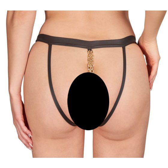 Bad Kitty - Women's underwear with chain and ring (black)