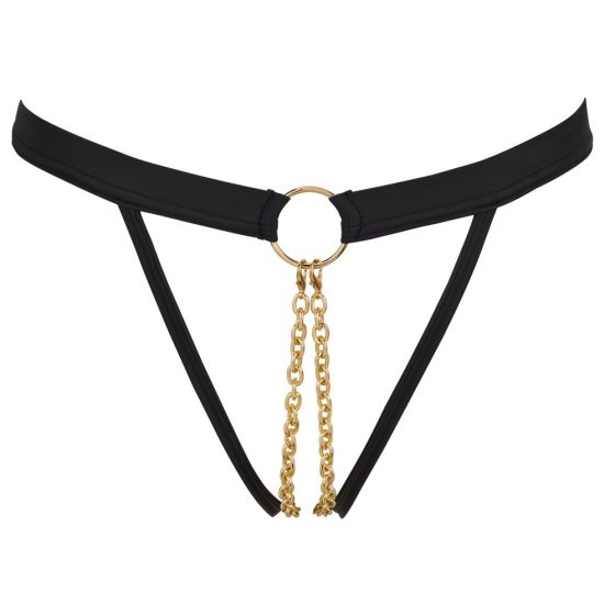 Bad Kitty - Women's underwear with chain and ring (black)