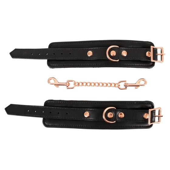 Bad Kitty - handcuffs with chain (black-rose gold)