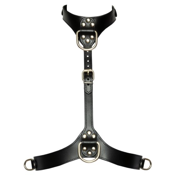 Bad Kitty - leather effect body harness with D-rings (black)