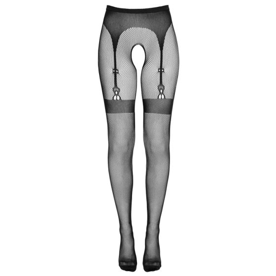 Cottelli Legwear - thigh-high open mesh tights - black (S-L)