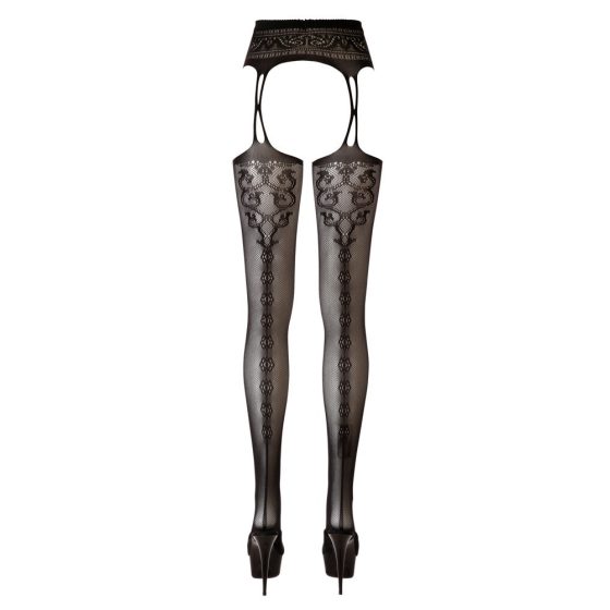 Cottelli - Decorative necc tights (black) - L/XL