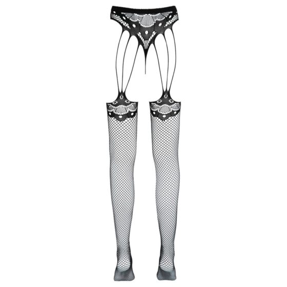 Cottelli Legwear - open necc tights with straps - black (S-L)