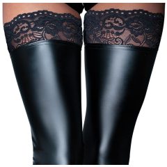 Noir - Lacy, glossy thigh fix (black)