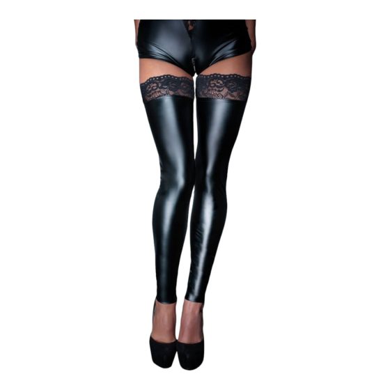 Noir - Lacy, glossy thigh fix (black) - XL