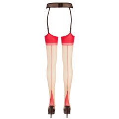   Cottelli - Back striped tights with high heel stitching (natural red)