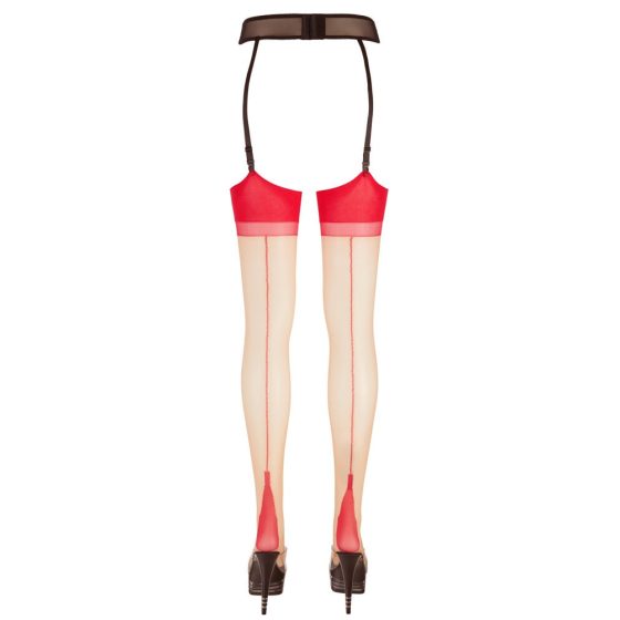 Cottelli - Back striped tights with high heel stitching (natural red)
