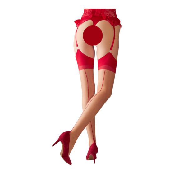 Cottelli - Back striped tights with high heel stitching (natural red) - 4