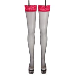 Cottelli - Stockings with red lace edging (black)