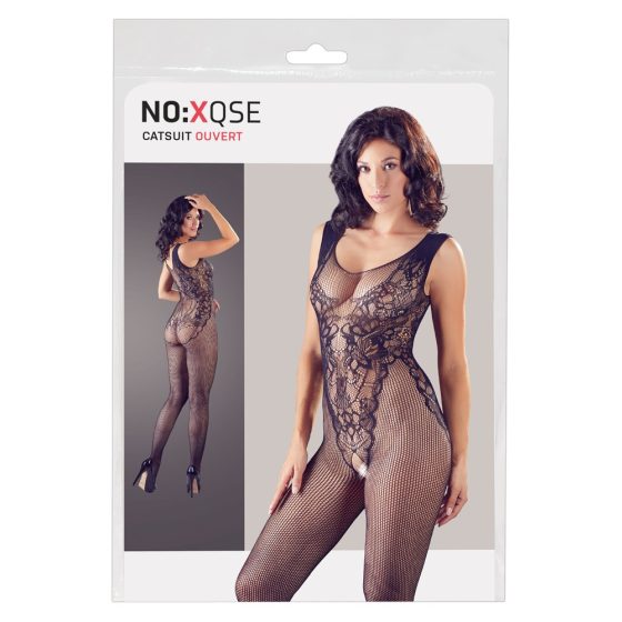 NO:XQSE - sleeveless open mesh overall with body optics - black (S-L)