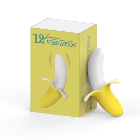 Lonely - rechargeable, waterproof, banana vibrator (yellow-white)
