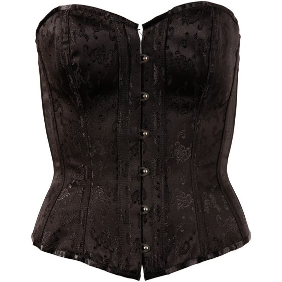 Cottelli - embroidered party corset (black) - 2XL