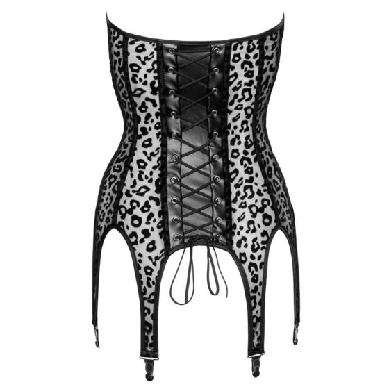 Noir - leopard print top with suspenders (black)