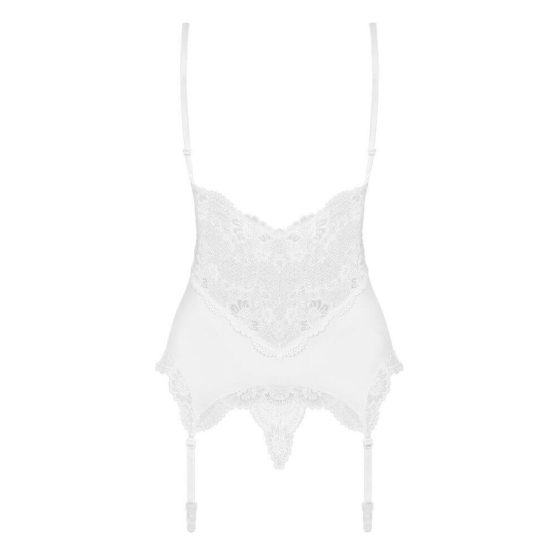 Obsessive 810-COR-2 - Lace garter top and thong (white)