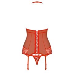 Obsessive 838-COR-3 - Lace trim halter top with thong (red)