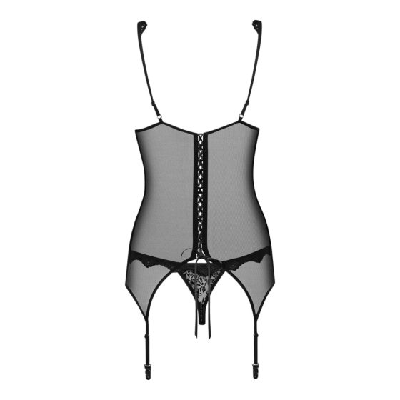 Obsessive Emperita - tiny embroidered top and thong (black)