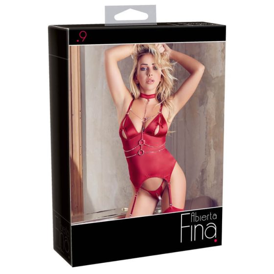Abierta Fina - glittery chain top and thong (red)