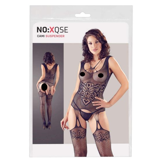NO:XQSE - abstract sleeveless underwear set with thong - black (S-L)
