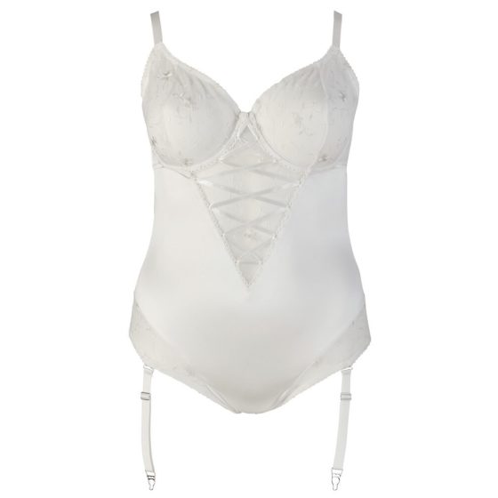 / Cottelli Plus Size - embroidered body with corset (white)