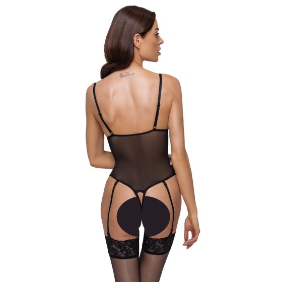 Cottelli - Open body with lace suspenders (black)