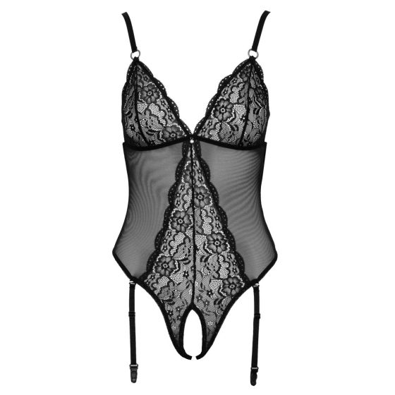 Cottelli - Open body with lace suspenders (black)