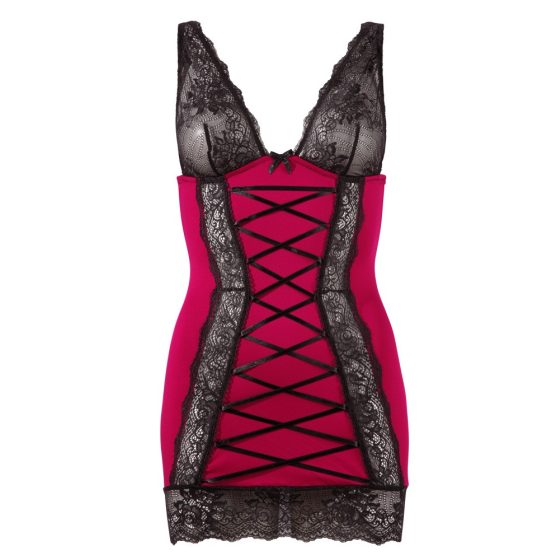 Cottelli - Exclusive lace and lace dress (red and black)