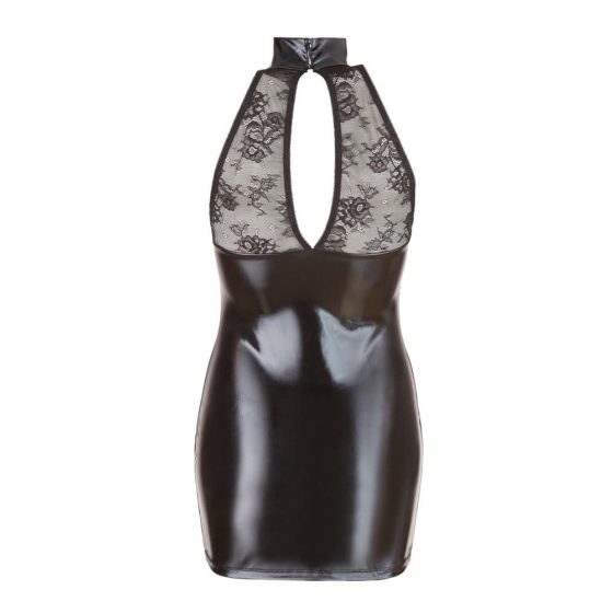Cottelli - lace minidress with shiny halter neck (black) - M