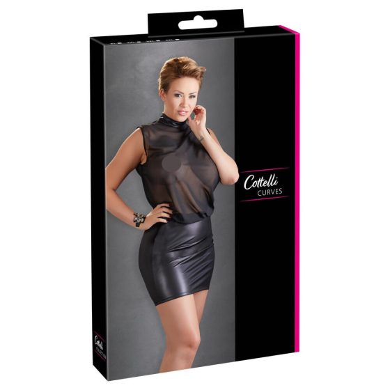 Cottelli Plus Size - Shiny chiffon dress (black) - 3XL