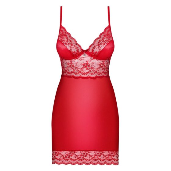 Obsessive Lovica - lace nightdress with thong (red) - L/XL