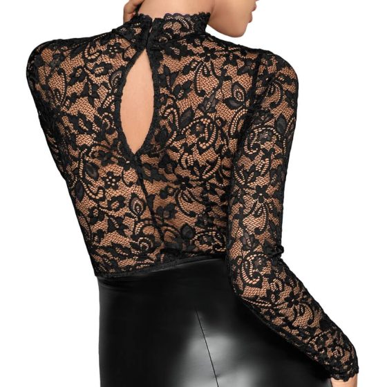 Noir - lace top, shiny dress (black) - M