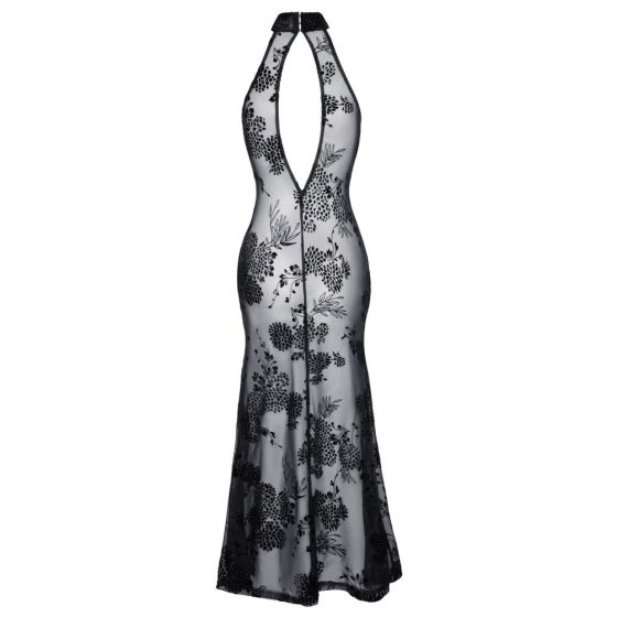 Noir - translucent floral long dress (black) - M