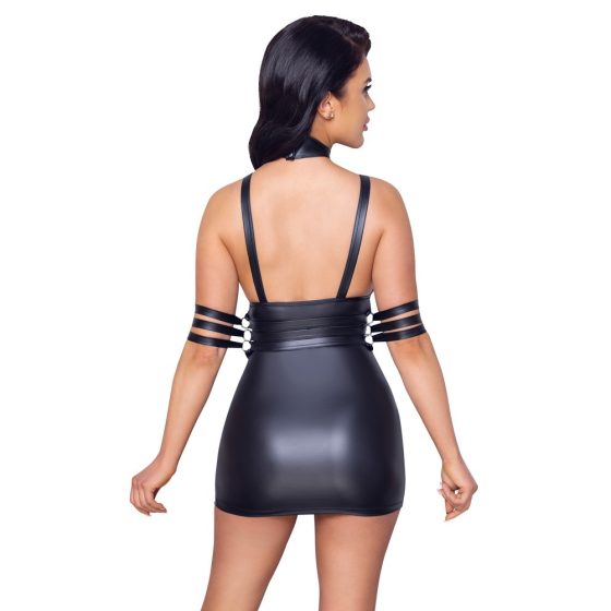 Cottelli Bondage - Shiny mini dress with halter neck (black)