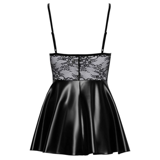 Noir - Lace top glossy dress (black) - M