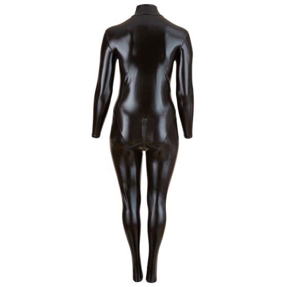Cottelli Plus Size - Shiny long sleeve party jumpsuit (black) - 3XL