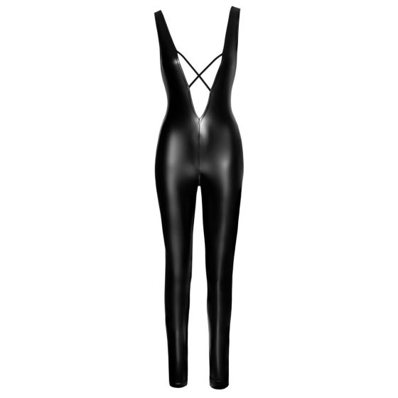 Noir - cross-strap, shiny overalls (black) - M